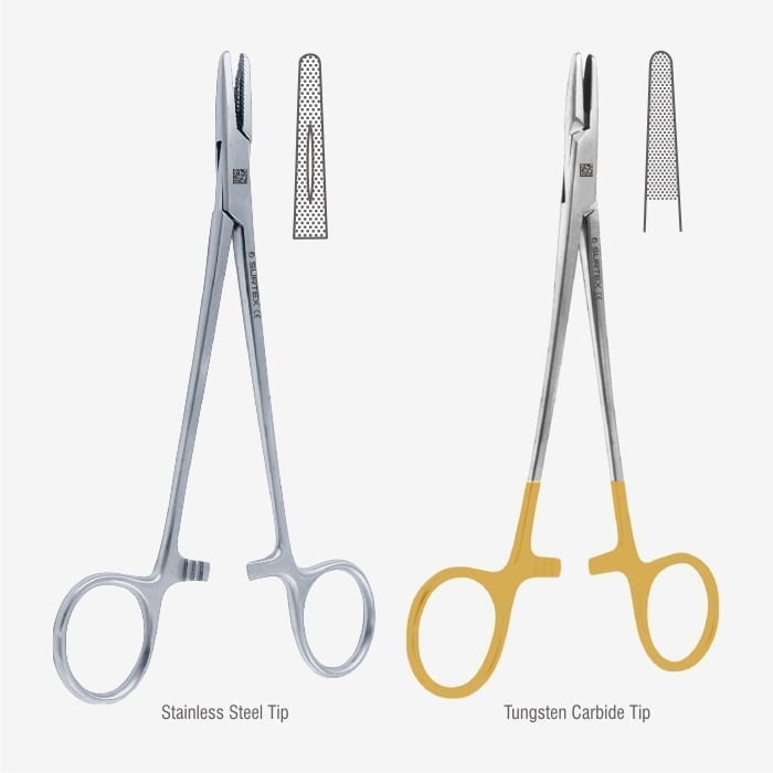 HEMOSTAT Olsen HEGAR Needle Holder 6.5 Inches Serrated Premium German Serrated with Gold Rings Plastic Surgery Surgical Veterinary CYNAMED 