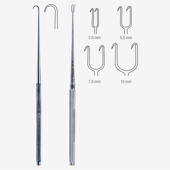 SURTEX® Joseph Mucosa Hook - Sharp Prongs - Stainless Steel