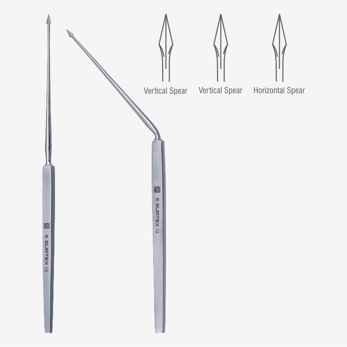 SURTEX® Politzer Tympanum Needle: Flat Handle, Diamond Jaws